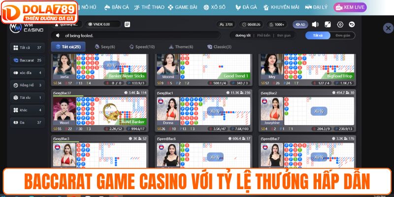 Baccarat game casino với tỷ lệ thưởng hấp dẫn