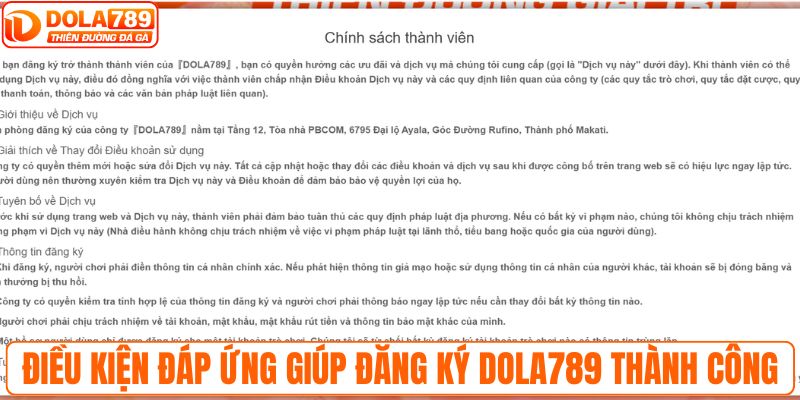Điều kiện cần đáp ứng giúp đăng ký DOLA789 thành công