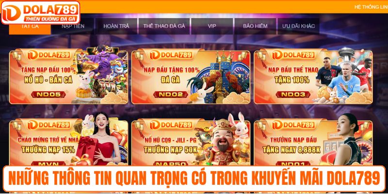 Những thông tin quan trọng có trong khuyến mãi DOLA789