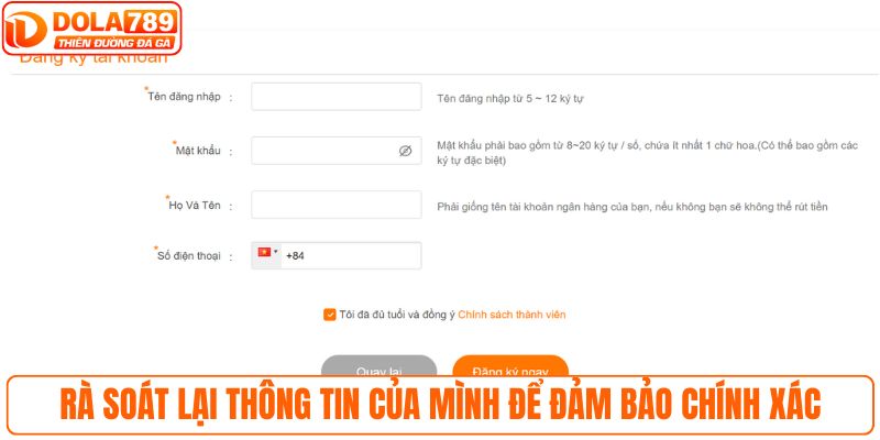 Rà soát lại thông tin của mình để đảm bảo chính xác