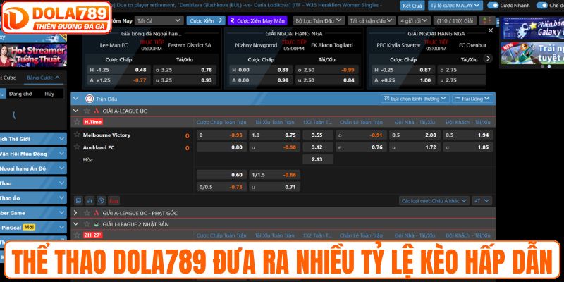 Thể thao DOLA789 đưa ra nhiều tỷ lệ kèo hấp dẫn