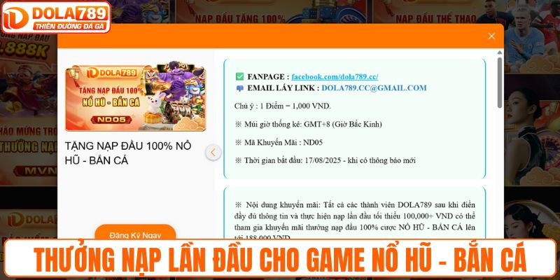 Thưởng nạp lần đầu cho game nổ hũ - bắn cá
