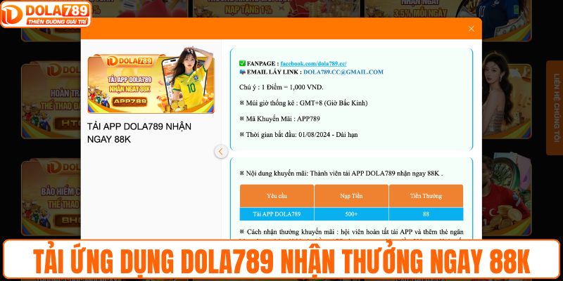 Tải ứng dụng DOLA789 nhận thưởng ngay 88K
